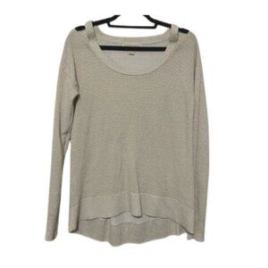 Michael Kors EUC ivory/gold open cold shoulder slouchy relaxed fit sweater M